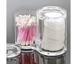 URBNLIVING 2 Section Makeup Storage Organiser Containers with Lids - Versatile Storage for Cotton Buds Qtips Pads or Bath Salts - Cosmetic Storage Solution for The Bath or Bedroom