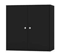 URBNLIVING 2 Tier Wooden Storage Cabinet (Black Unit + Black Doors)