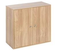 URBNLIVING 2 Tier Wooden Storage Cabinet (Oak Unit + Oak Doors)