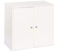 URBNLIVING 2 Tier Wooden Storage Cabinet (White Unit + White Doors)