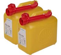 URBNLIVING 2 x 5L Shell Fuel Petrol Diesel Jerry Can Gas Tank Handle & Pouring Nozzle Spout