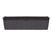 URBNLIVING 2 X Rectangle Rattan Plastic Balcony Flower Plant Garden Herb Planter Décor Pots Set (Brown, 700mm)