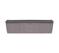 URBNLIVING 2 X Rectangle Rattan Plastic Balcony Flower Plant Garden Herb Planter Décor Pots Set (Mocca, 700mm)