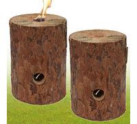 URBNLIVING 2 x Wooden Fire Log Candle with Citronella Scent