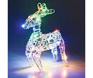 URBNLIVING 20 Lighted Coloured LED Christmas Reindeer Twinkling Assorted Deer Figure Decoration (Standing)