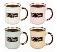 URBNLIVING 200ml Ceramic Coffee Mug Set, Easy Grip Tea Cups with Matching Design, Reusable Drinkware for Tea, Coffee and Hot Chocolate - Classic & 4pcs