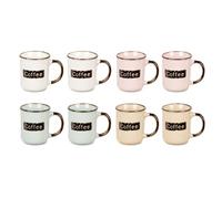 URBNLIVING 200ml Ceramic Coffee Mug Set, Easy Grip Tea Cups with Matching Design, Reusable Drinkware for Tea, Coffee and Hot Chocolate - Classic & 8pcs
