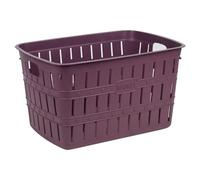 URBNLIVING 20L Plastic Bamboo Look Basket Laundry Clothes Storage Sorter Hamper with Handles (Purple)