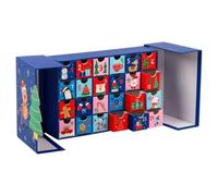 URBNLIVING 24 Drawer Fill Your Own Christmas Advent Box Festive Blue Gift | Reusable Cardboard, Numbered Compartments, Centre-Opening Doors, Finger Notches, Empty To Fill, Annual Use, D7xW29xH19.5cm