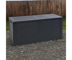URBNLIVING 240L Large Black Outdoor Cargo Garden Storage Box Plastic Container Chest & Lid