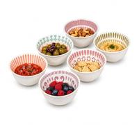 URBNLIVING 240ml Ceramic Snack Dip Bowls Set of 6 Patterned Tapas Dishes | Six Distinct Designs, Stackable Shape, Dishwasher Microwave And Oven Safe, Individual Portions, Easy Storage, D10xW10xH5.5cm