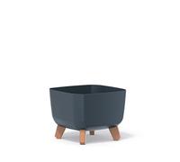 URBNLIVING 24cm Square Gracia Planter with Legs, Decorative Box for Indoor/Outdoor Garden, Modern Planter, Stylish Balcony Landscaping, Flower Pot with Wooden Stand - Anthracite