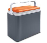 URBNLIVING 24L Cooler Box Insulated Picnic Cool Box with Carry Handle Ice Pack Divider Camping Beach BBQ Food & Drinks Storage (Grey & Orange - Without Ice Packs)