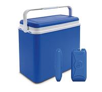 URBNLIVING 24L Cooler Box Insulated Picnic Cool Box with Carry Handle Ice Pack Divider Camping Beach BBQ Food & Drinks Storage (Blue - With 2 Ice Packs)