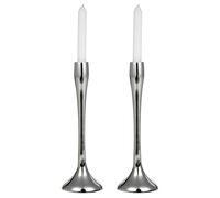 URBNLIVING 26/31cm Tall Metal Candle Taper Stand Holder Candlesticks Set for Candlelight Dinner Table Centrepiece Mantel Wedding Decorative Decor Christmas Party Housewarming Gift (2x Silver large)