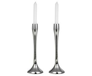 URBNLIVING 26/31cm Tall Metal Candle Taper Stand Holder Candlesticks Set for Candlelight Dinner Table Centrepiece Mantel Wedding Decorative Decor Christmas Party Housewarming Gift (2x Silver large)