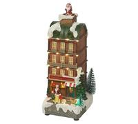 URBNLIVING 28.5cm Height Illuminated Christmas Toy Shop Festive Decoration Mini Xmas Scene with Warm White LED Lights for a Soft, Festive Glow Ornament Holiday Home Décor Gift for Kids