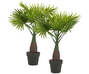 URBNLIVING 2x Artificial Fan Leaf Palm Tree Pots