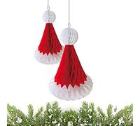 URBNLIVING 2x Decorative Christmas Honeycomb Christmas Tree Tissue Hanging Santa Party Décor (Santa Hat)