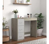 URBNLIVING 3 Drawer Wooden Bedroom Dressing Table (Ash Grey Carcass + Grey Drawers)
