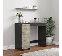 URBNLIVING 3 Drawer Wooden Bedroom Dressing Table (Black Carcass + Ash Grey Drawers)