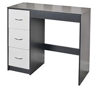 URBNLIVING 3 Drawer Wooden Bedroom Dressing Table (Black Carcass + White Drawers)