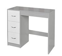 URBNLIVING 3 Drawer Wooden Bedroom Dressing Table (Grey Carcass + White Drawers)