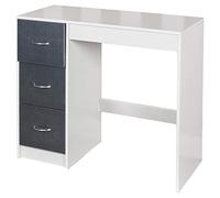 Urbn-Living Urbnliving Height 79.5Cm 3 Drawer Wooden Bedroom Dressing Computer Work Table White Carcass And Black Drawers Desk Jewellery