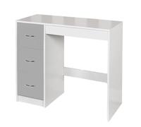 URBNLIVING 3 Drawer Wooden Bedroom Dressing Table (White Carcass + Grey Drawers)
