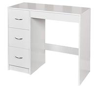 URBNLIVING 3 Drawer Wooden Bedroom Dressing Table (White Carcass + White Drawers)