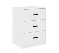 URBNLIVING 3 Drawer Wooden Bedside Cabinet Nightstand Side Table Storage | 40 x 34 x 56cm, Black, White, Grey, Oak & Walnut, Metal Runners (White Carcass + White Drawers)