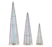 URBNLIVING 3 Pcs Light Up LED Christmas Tree Cones, Xmas Cone Pyramids with LED Fairy Light Strings for Home Decor Window Display, 40-80cm Tall, 3 x AA Batteries