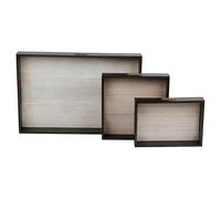 URBNLIVING 3 Pcs Wooden Serving Trays Nesting Set - Breakfast, Lunch & Snack Platters with Handles for Home, Kitchen, Dining, Entertaining & Serving Guests (Black)