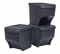 URBNLIVING 3 Pcs x 22L Stacking Food Recycling Box Indoor Waste Garbage Can Bin Set with Lid