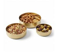URBNLIVING 3-Piece Gold Metal Bowl Set - Round Decorative Serving Bowls for Snacks, Dips, and Home Décor
