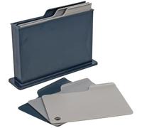 URBNLIVING 3 Piece Plastic Chopping Board Set with Storage Holder Kitchen | Textured Surfaces, Raised Lift Tabs, Hanging Holes, Airflow-Friendly Stand, Dishwasher Safe, Three Colours, D8xW32.5xH21cm