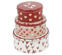 URBNLIVING 3-Piece Valentine Cookie Storage Tin Set - Metal Biscuit, Cake & Sweet Container with Nested Space-Saving Design