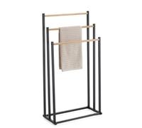 URBNLIVING 3 Tier Freestanding Towel Rack, Metal Frame, Staggered Airflow Design Drying Stand, Space Saving Floor Holder for Bathroom Bedroom Utility Room Laundry Use