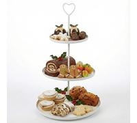 URBNLIVING 3-Tier White Metal Etagere - Round Cake Stand, Dessert & Food Display, Party, Wedding & Home Presentation Platter