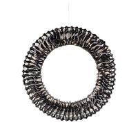 URBNLIVING 30/40cm Round Pearl Gold Black Iridescent Light Up LED Festive Decorative Christmas Wall Door Hanging Wreath Battery Operated Pre Lit Decoration Ornament Lights Xmas Décor