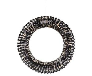 URBNLIVING 30/40cm Round Pearl Gold Black Iridescent Light Up LED Festive Decorative Christmas Wall Door Hanging Wreath Battery Operated Pre Lit Decoration Ornament Lights Xmas Décor
