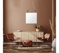 URBNLIVING 30cm X 30cm Gold Black Edge Square Metal Hanging Interior Wall Mirror Home Decor (Gold)