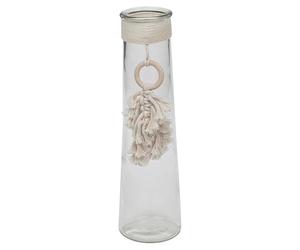 URBNLIVING 32cm Boho Clear Glass Vase with Macrame Tassel - Decorative Flower Vase, Centrepiece & Gift for Home Decor