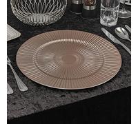 URBNLIVING 33cm Christmas Dinner Charger Plates Placemats Dining Table Setting Reusable Party Decor (Ray Rose Gold, 6 Charger Plates)