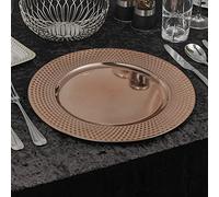 URBNLIVING 33cm Christmas Dinner Charger Plates Placemats Dining Table Setting Reusable Party Decor (Gloss Geo Rose Gold, 6 Charger Plates)