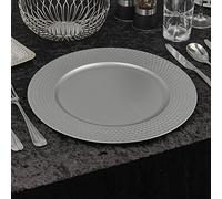 URBNLIVING 33cm Christmas Dinner Charger Plates Placemats Dining Table Setting Reusable Party Decor (Matt Geo Silver, 12 Charger Plates)