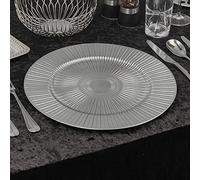 URBNLIVING 33cm Christmas Dinner Charger Plates Placemats Dining Table Setting Reusable Party Decor (Ray Silver, 6 Charger Plates)