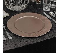 URBNLIVING 33cm Christmas Dinner Charger Plates Placemats Dining Table Setting Reusable Party Decor (Matt Geo Rose Gold, 6 Charger Plates)