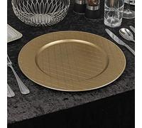 URBNLIVING 33cm Christmas Dinner Charger Plates Placemats Dining Table Setting Reusable Party Decor (Diamond Cross Gold, 12 Charger Plates)