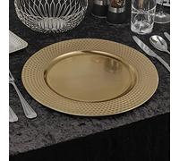 URBNLIVING 33cm Christmas Dinner Charger Plates Placemats Dining Table Setting Reusable Party Decor (Gloss Geo Gold, 12 Charger Plates)